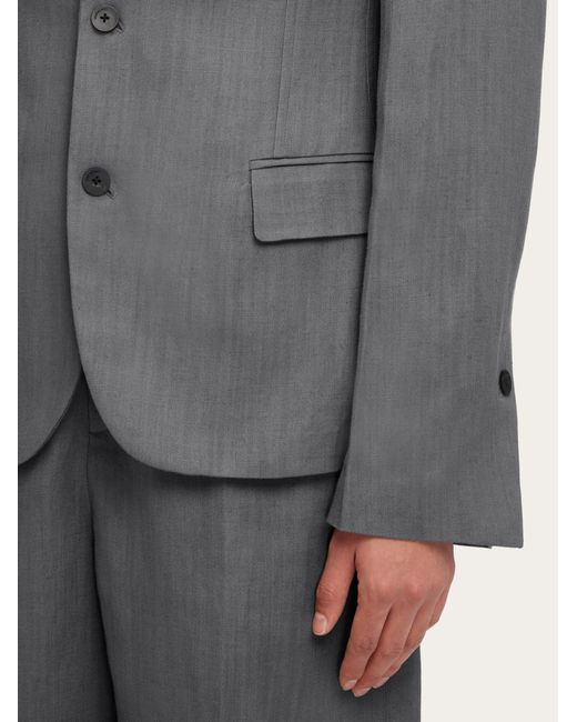 Ferragamo Gray Men Single Breasted Tailored Blazer for men