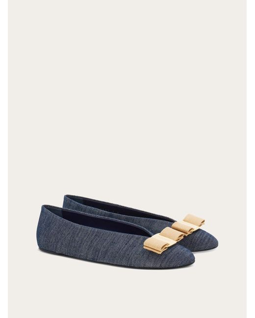 Ferragamo Blue Vara Bow Ballet Flat