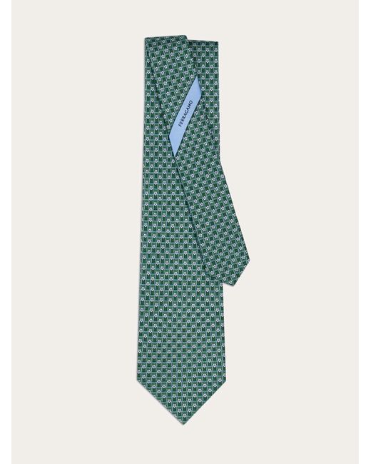 Ferragamo Green Football Print Silk Tie for men