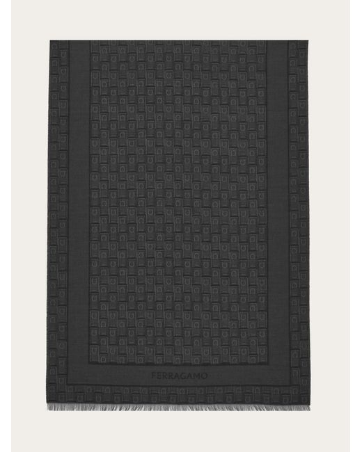 Ferragamo Black Gancini Monogram Jacquard Stole for men