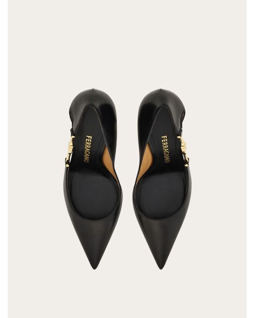 Ferragamo Black F Buckle Pump