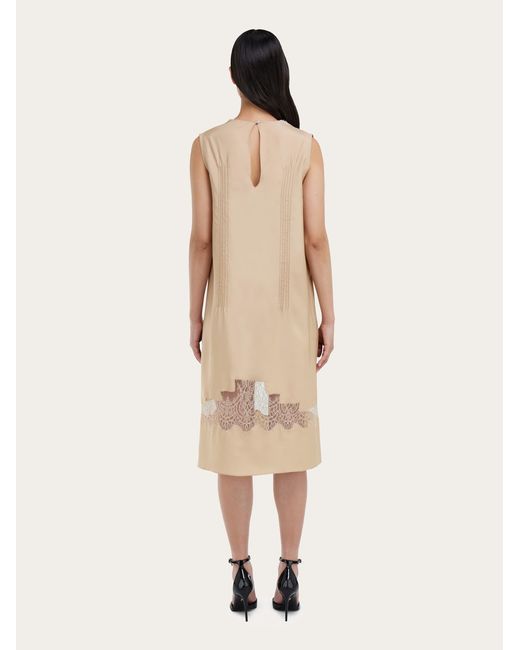 Ferragamo Natural Dress With Lace Inserts