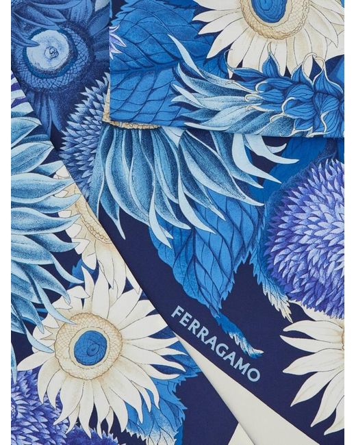 Ferragamo Blue Sunflower Print Bandeau