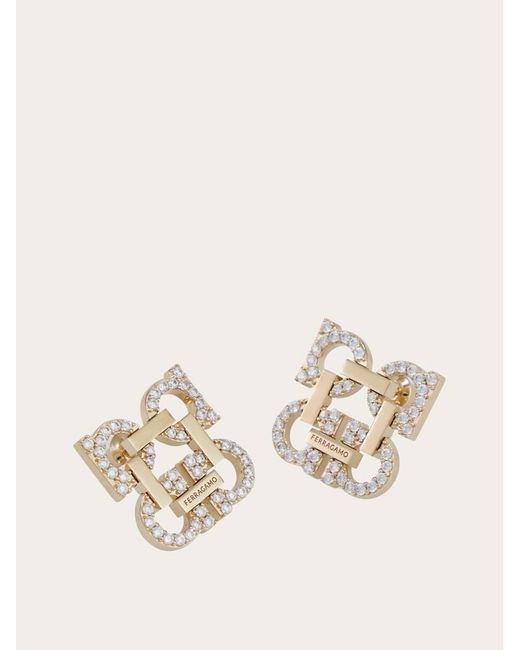 Ferragamo Natural Crystal Embellished Four Gancini Earrings