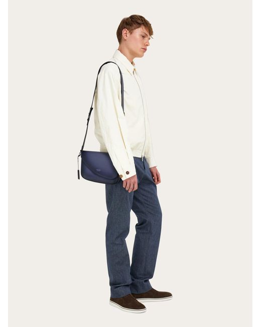 Ferragamo Blue Fiamma Messenger Bag (S) for men