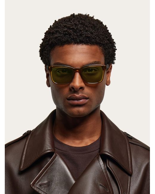 Ferragamo Natural Rectangular Frame Sunglasses for men