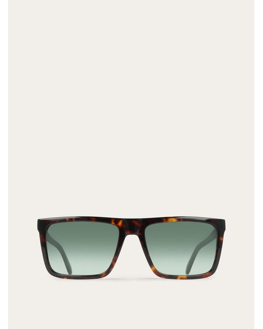 Ferragamo Green Rectangular Frame Sunglasses for men