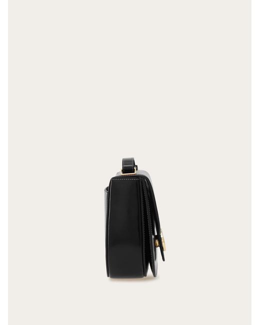 Ferragamo Black Double Gancini North-South Crossbody Bag