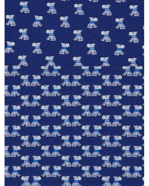 Ferragamo Blue Terrier Print Silk Tie for men