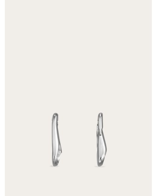 Ferragamo White Vara Earrings (L)