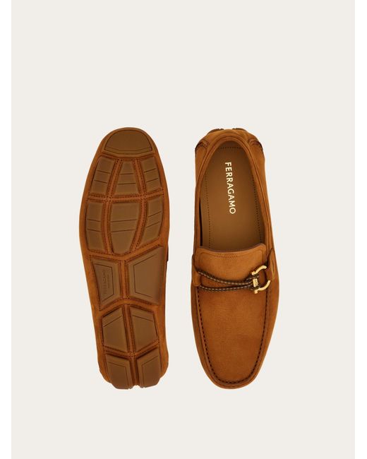 Ferragamo Brown Gancini Ornament Driver for men