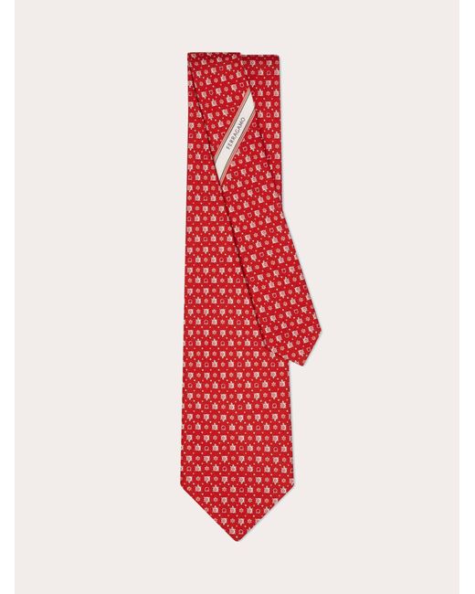 Ferragamo Red Turtle Print Silk Tie for men