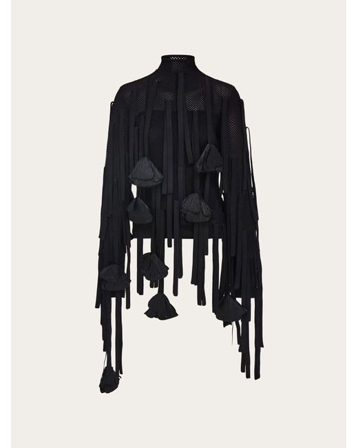 Mujer Jersey De Con Flores Negro Ferragamo de color Black