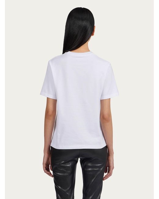 Short sleeved t-shirt with botanical print Ferragamo en coloris White