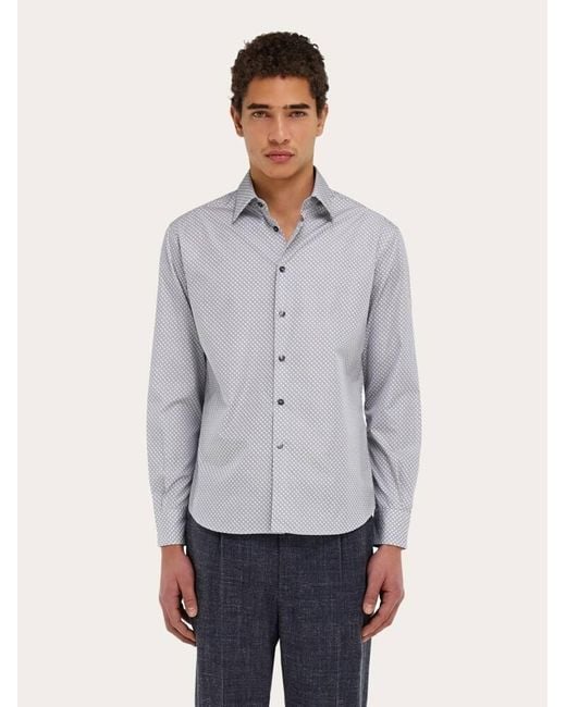Ferragamo Blue Micro-Patterned Shirt for men