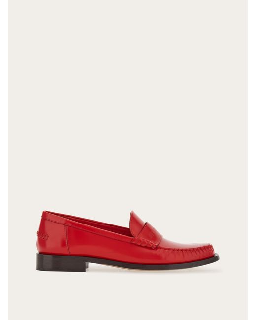 Ferragamo Red Moccasin With Logo