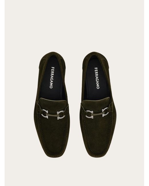 Ferragamo White Gancini Ornament Moccasin for men