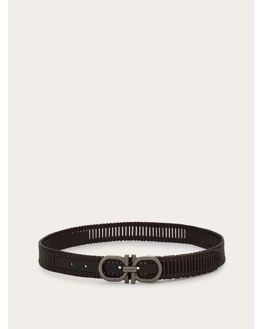 Ferragamo White Adjustable Gancini Belt for men