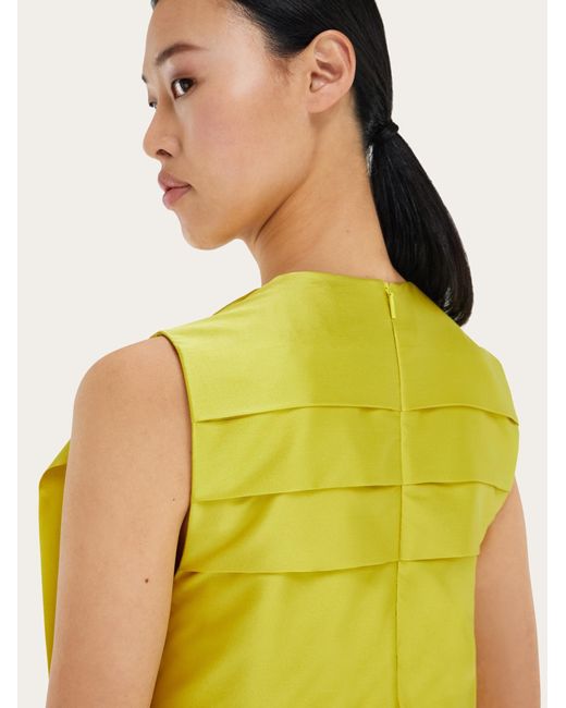 Ferragamo Yellow Mini Dress With Lace Detail
