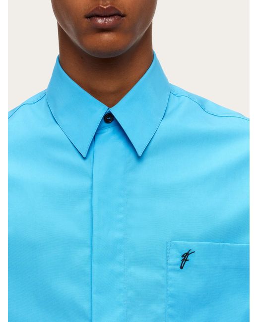 Ferragamo Herren Weites Hemd mit Stickerei in Blue für Herren