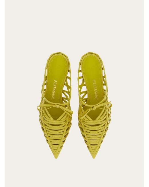 Ferragamo Yellow S-Shaped Heel Mule
