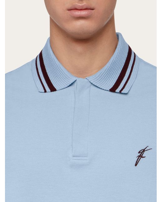 Ferragamo Herren Polohemd Aus Bio-Baumwolle in Blue für Herren