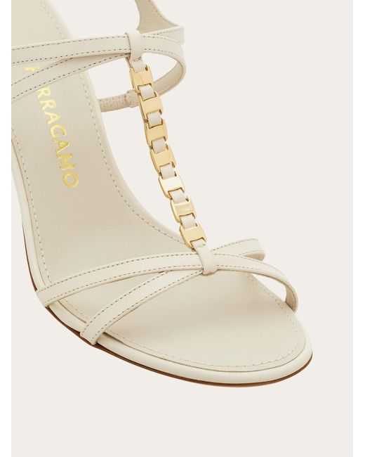 Ferragamo Natural Vara Chain T-Strap Sandal
