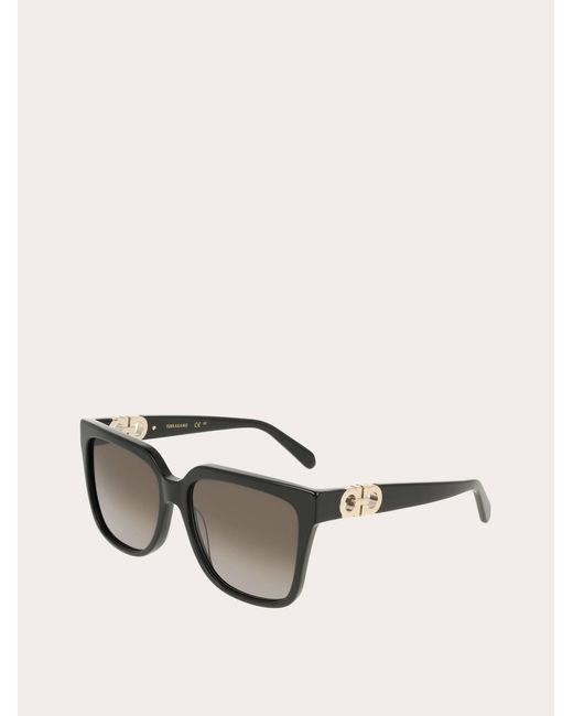 Ferragamo Gray Square Frame Sunglasses