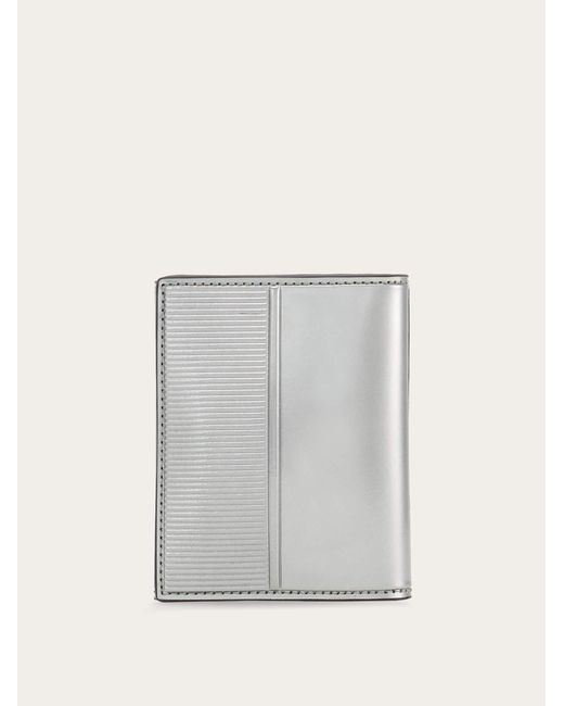 Ferragamo Gray Credit Card Holder With Knurled Detailing for men