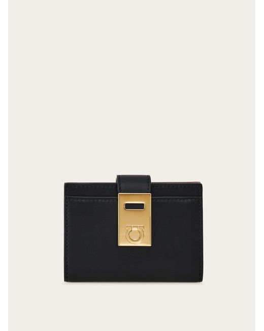 Hug two-tone credit card holder Ferragamo en coloris Black