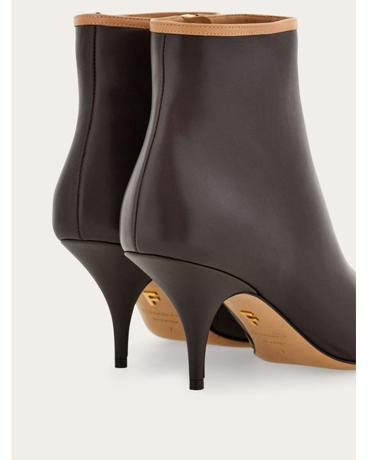 Ferragamo Black Pointed Ankle Boot With Mini Bow Detail