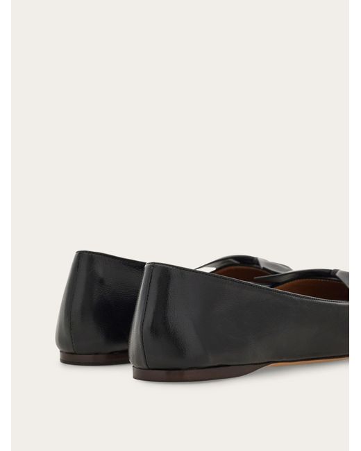Femmes Ballerine Soft Avec Nœud Noir Taille Ferragamo en coloris Black