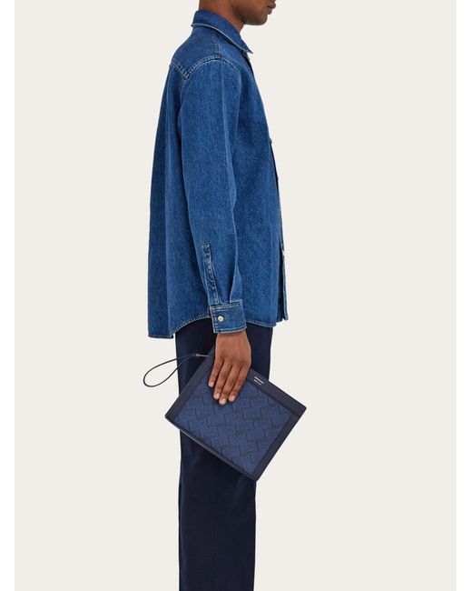 Ferragamo Blue Monogram Pouch for men