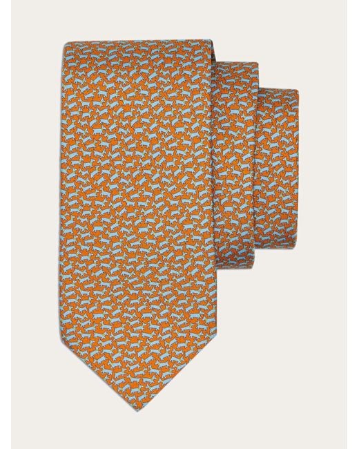 Ferragamo Natural Tobia Print Silk Tie for men