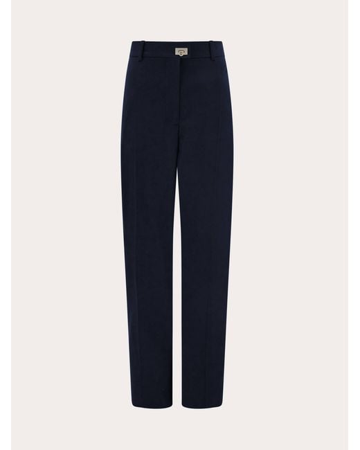 Ferragamo Blue Cashmere Blend Tailored Trouser