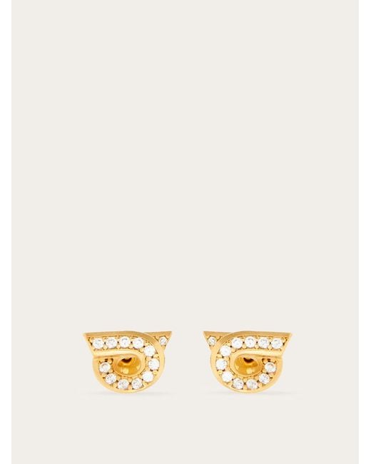 Ferragamo Natural Gancini Earrings With Rhinestones (S)
