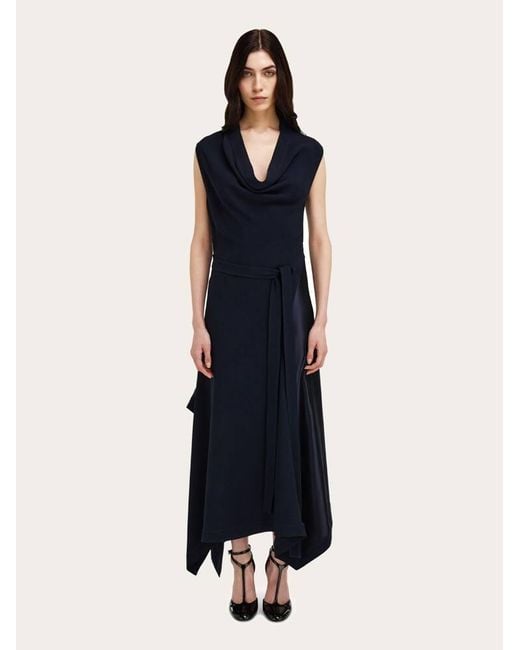 Ferragamo Blue Asymmetric Dress