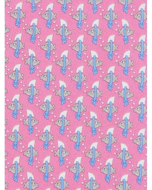 Ferragamo Herren Seidenkrawatte Mit Hai-Print in Pink für Herren