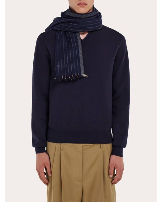 Ferragamo Blue Cashmere Scarf for men