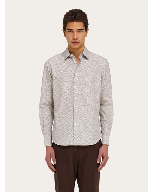 Ferragamo White Micro-Patterned Shirt for men