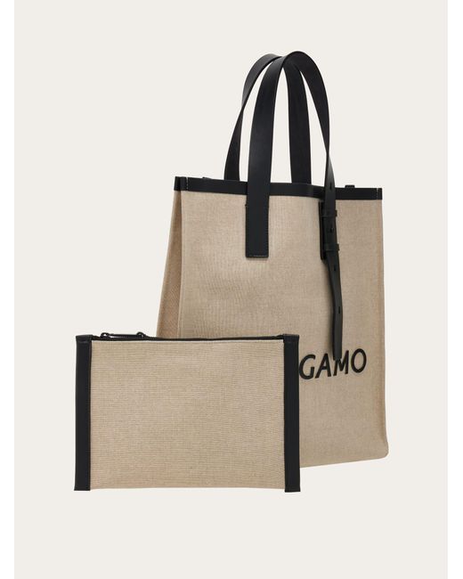 Ferragamo Natural Tote Bag Con Firma for men