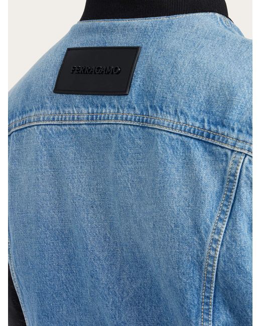 Ferragamo Herren Jeans-Lederjacke in Blue für Herren