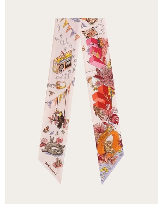 Ferragamo White Jungle Party Print Silk Mini Bandeau