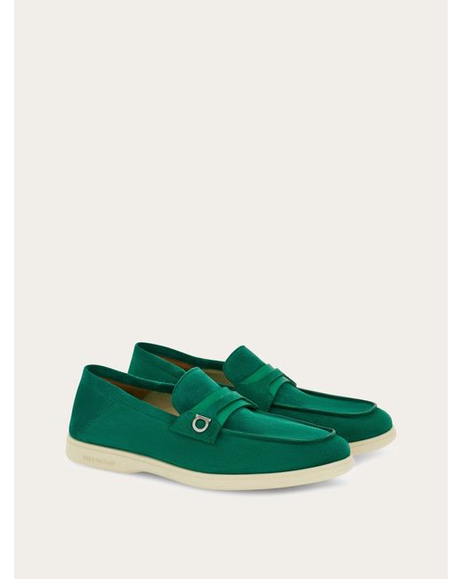 Ferragamo Green Deconstructed Loafer With Gancini Ornament for men