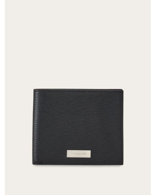 Ferragamo Black Wallet With Custom Metal Plate for men