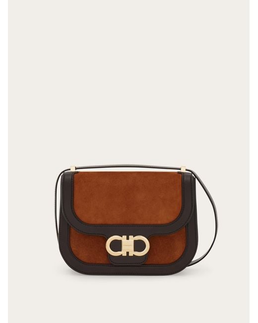 Ferragamo Brown Double Gancini Crossbody Bag (Xs)
