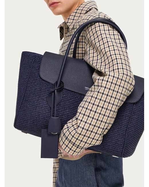 Ferragamo Blue East-West Tote Bag (L) for men