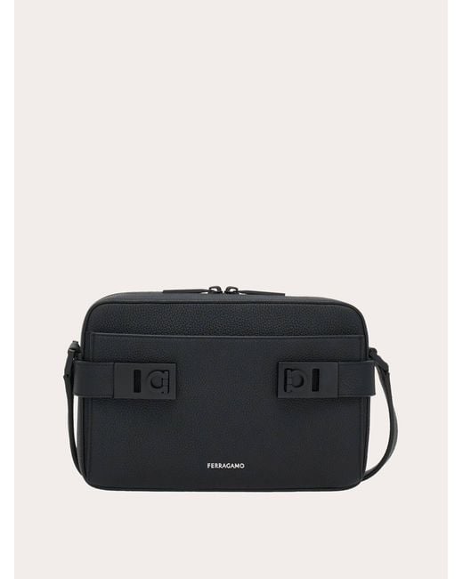 Ferragamo Black Shoulder Bag With Gancini Buckles for men