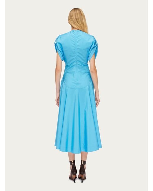 Ferragamo Blue Dress With Flared Skirt