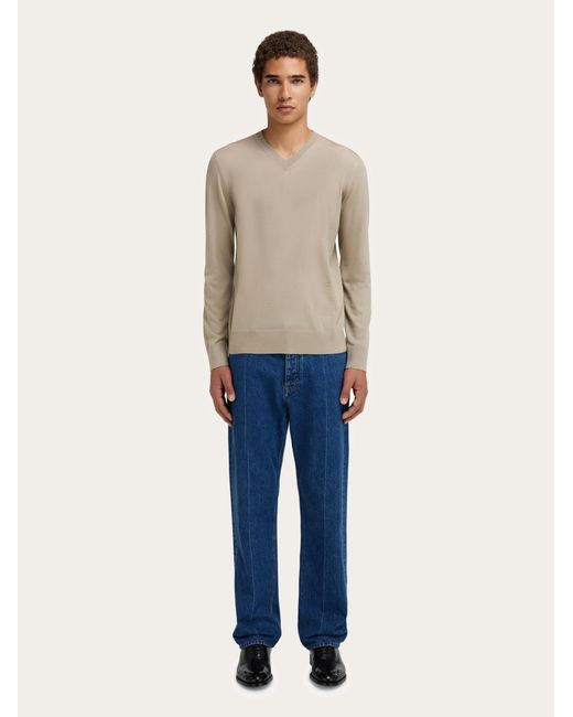 Ferragamo Natural V-Neck Sweater for men